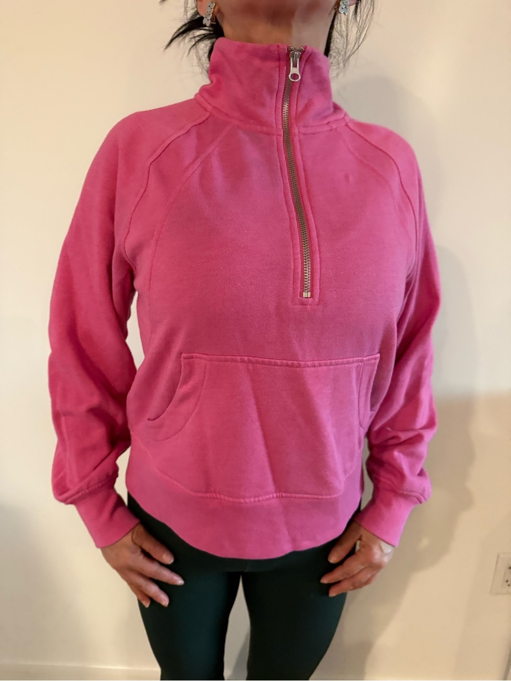 GAP Women's Hot Pink Half-Zip Pullover Hoodie